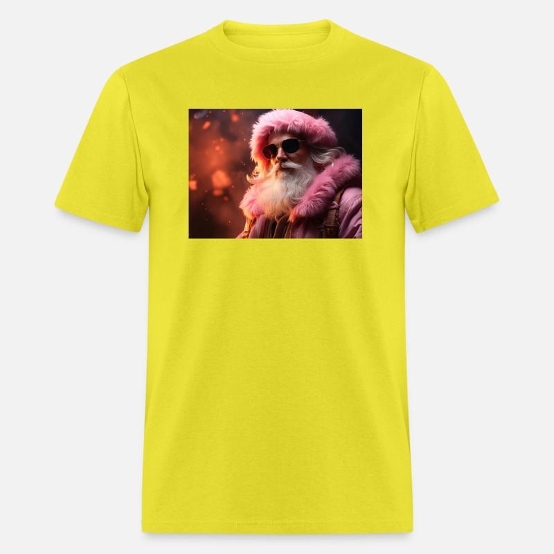 Modern Santa Claus in pink clothes.