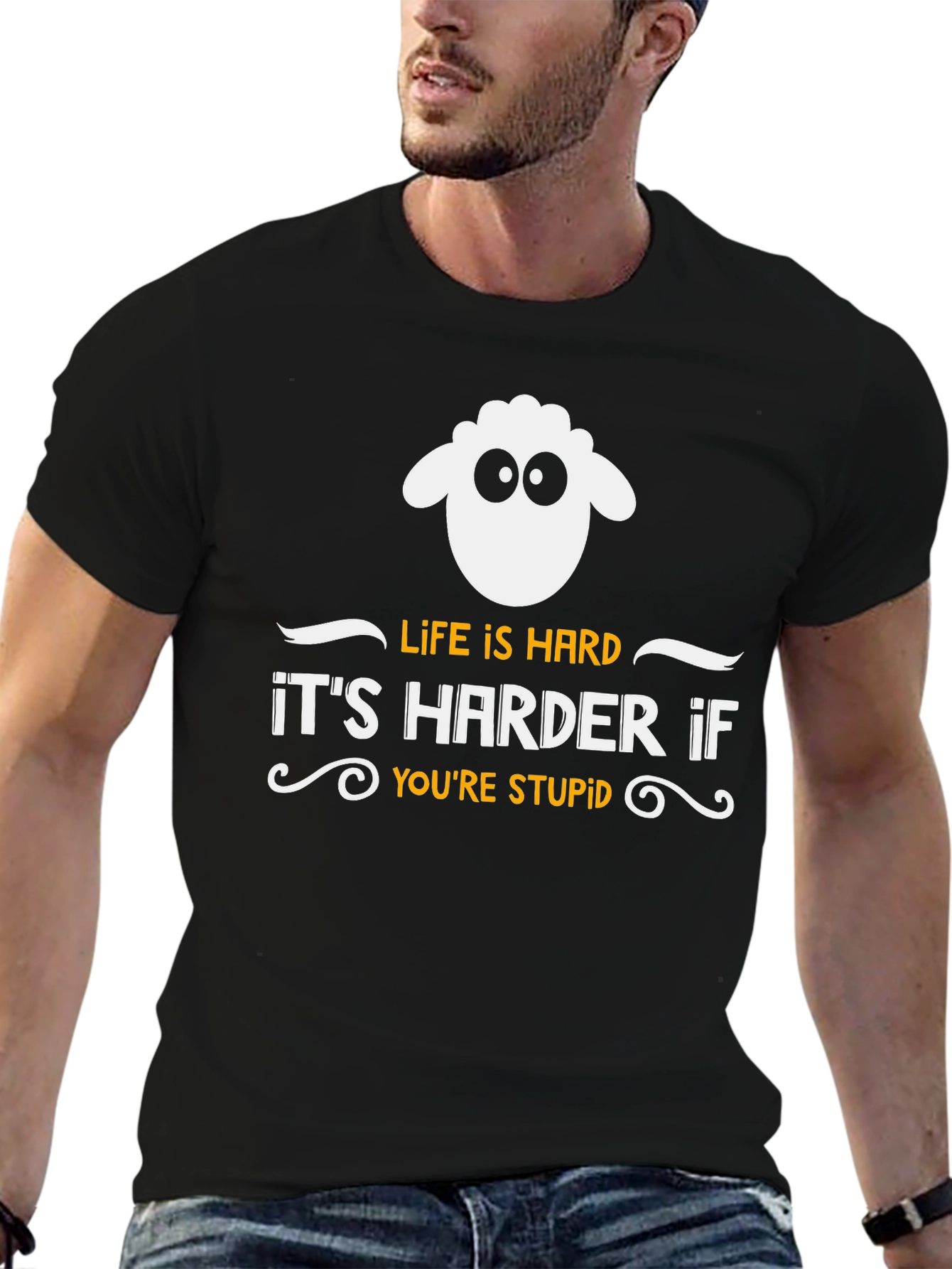 Life is Hard Sheep T-Shirt - Funny Slogan Tee