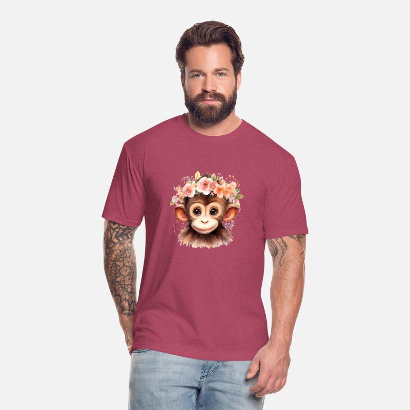 Monkey Chimpanzee Jungle Animal Boho Floral Ape
