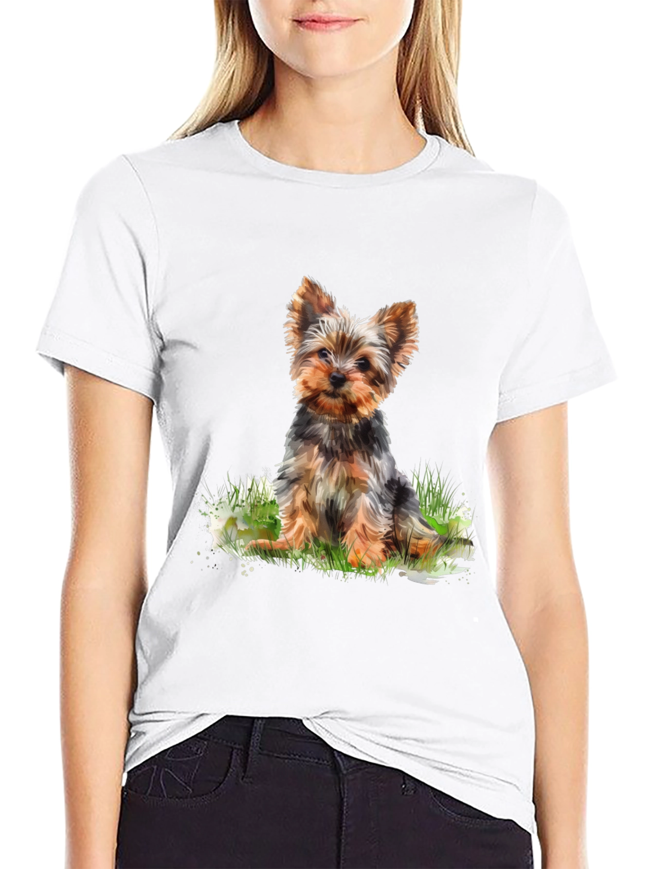 Yorkie Dog Print T-Shirt - Cute Puppy Tee