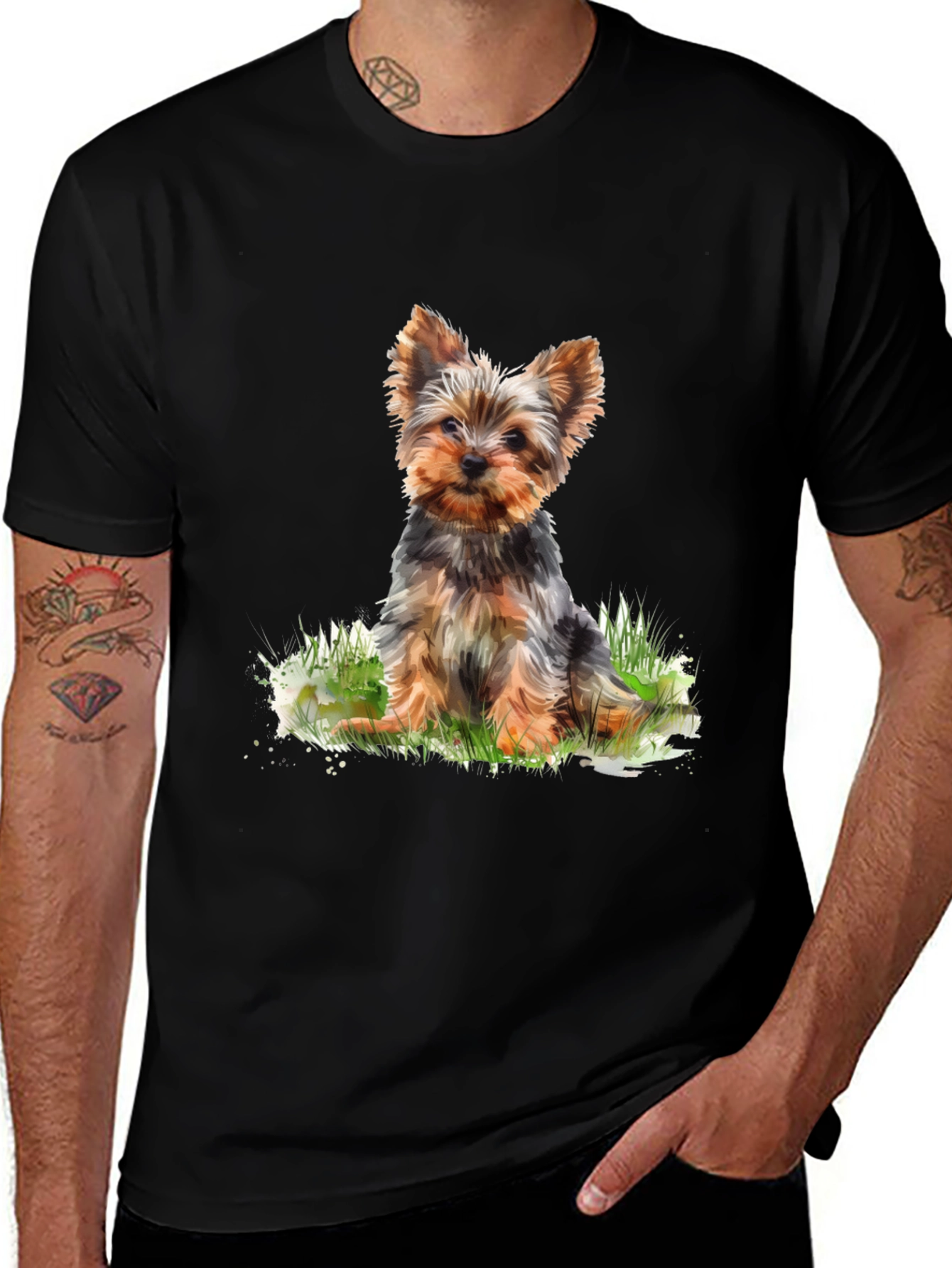 Yorkie Dog Print T-Shirt - Cute Puppy Tee
