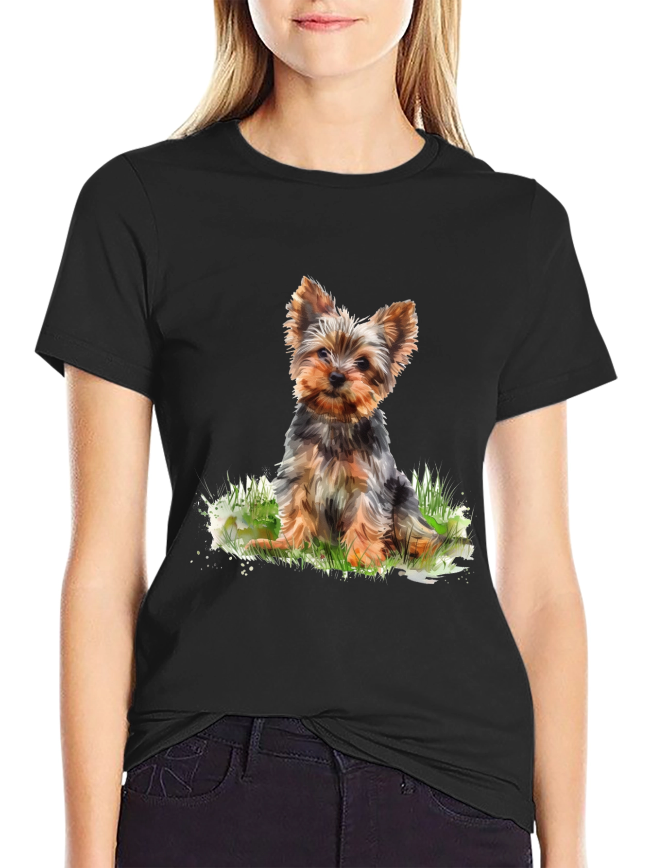 Yorkie Dog Print T-Shirt - Cute Puppy Tee