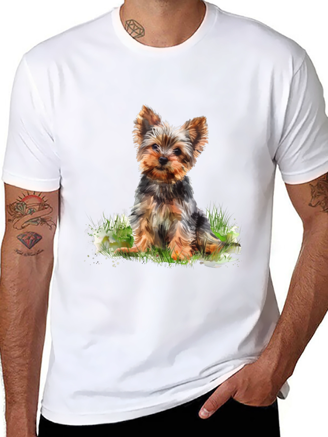 Yorkie Dog Print T-Shirt - Cute Puppy Tee