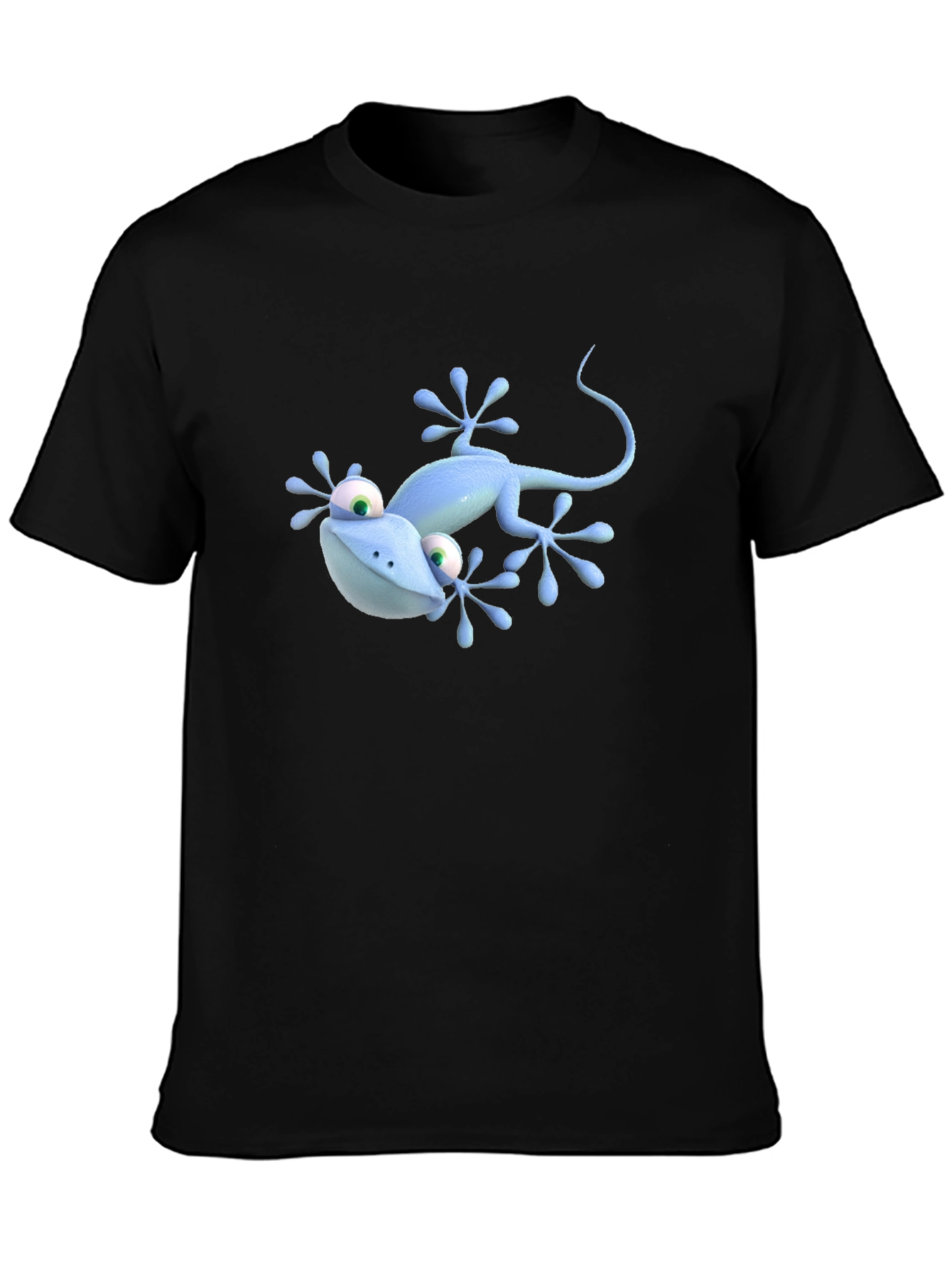 Cartoon Lizard Graphic Black T-Shirt