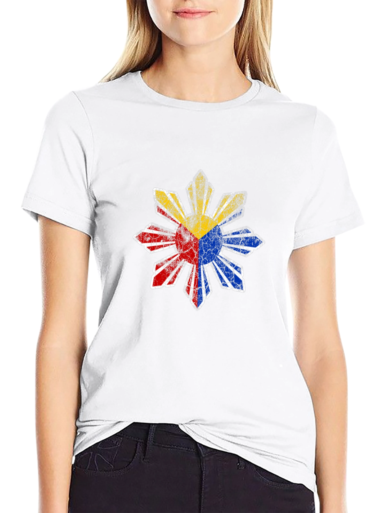 Philippines Flag Sun Graphic Tee - Distressed Design