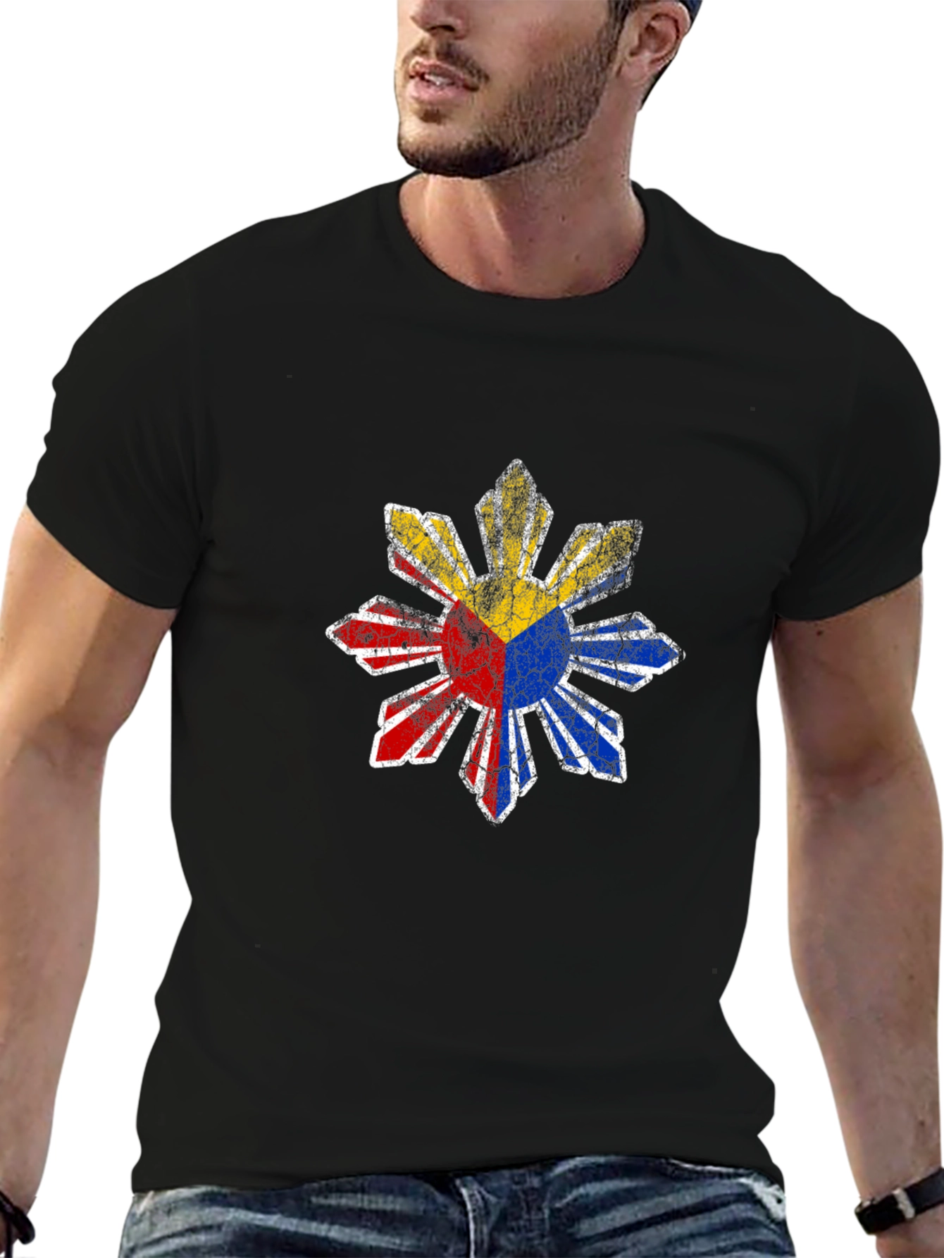 Philippines Flag Sun Graphic Tee - Distressed Design