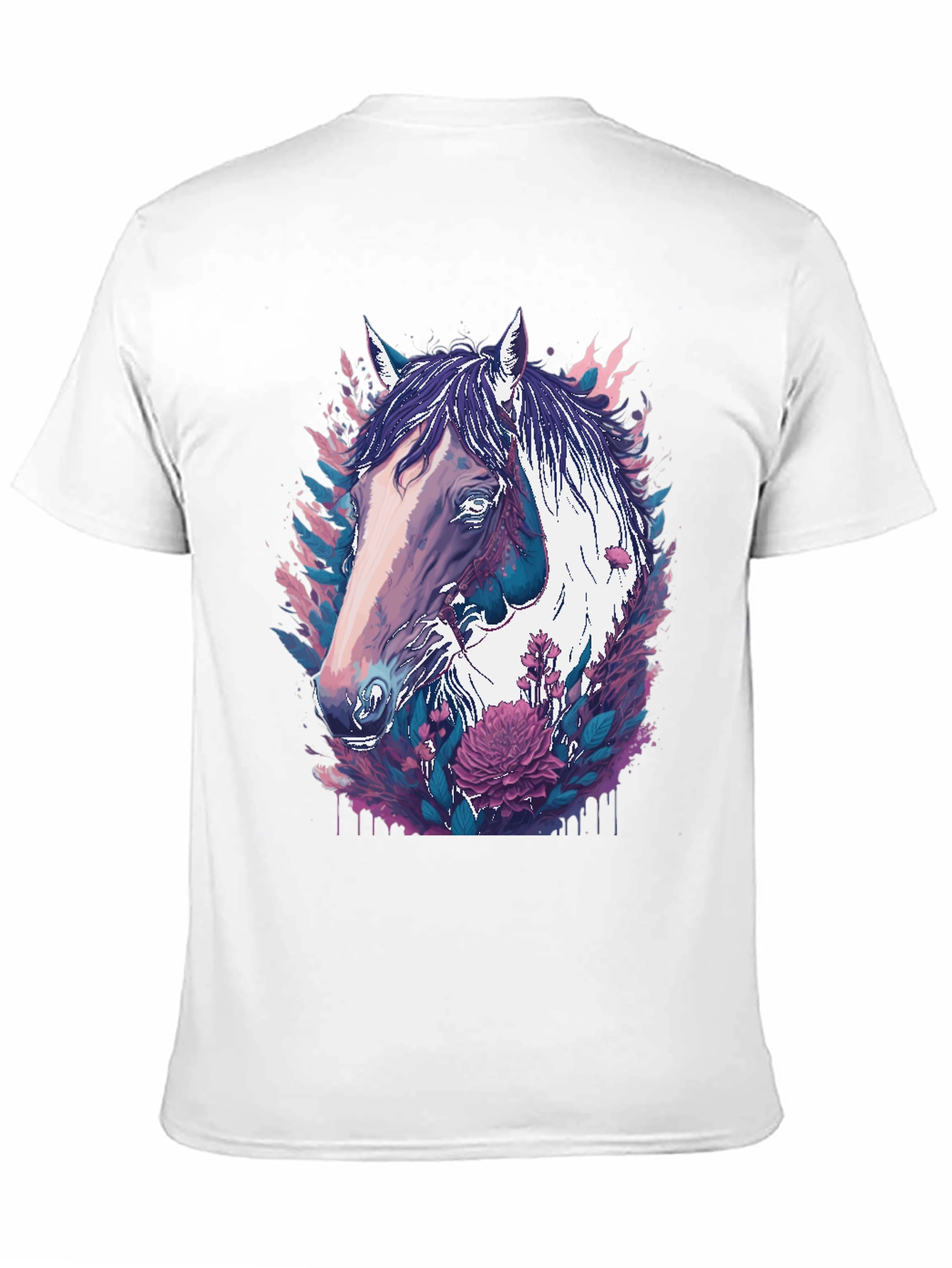 Horse & Floral Graphic Black T-Shirt