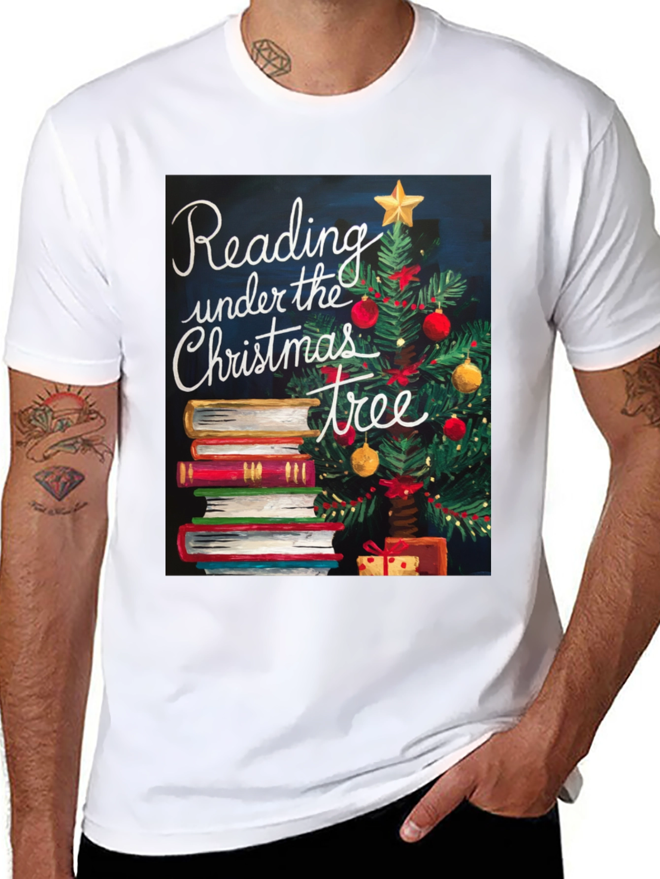 Reading Under the Christmas Tree Graphic Tee