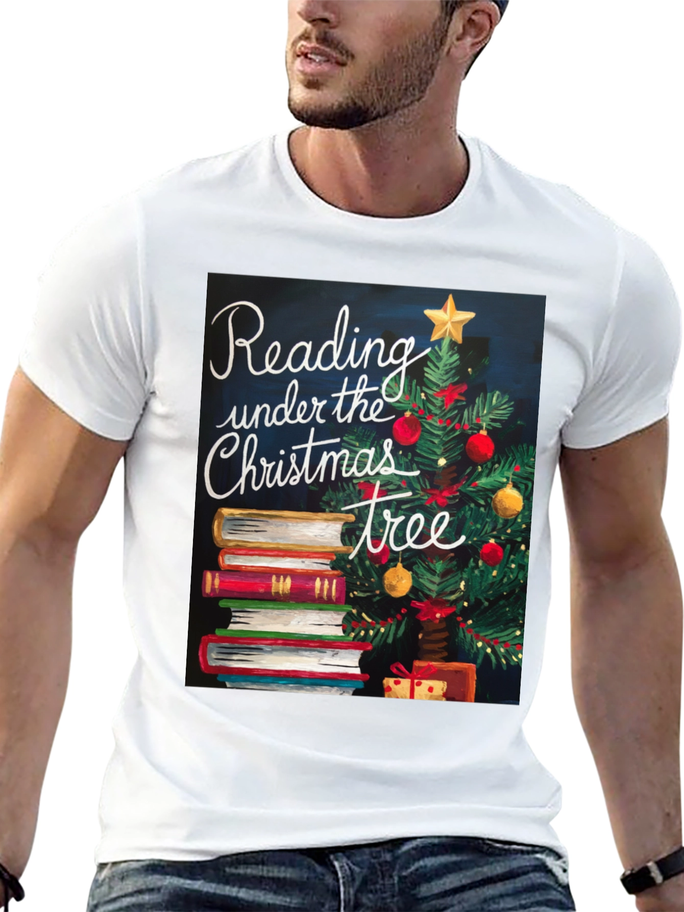 Reading Under the Christmas Tree Graphic Tee