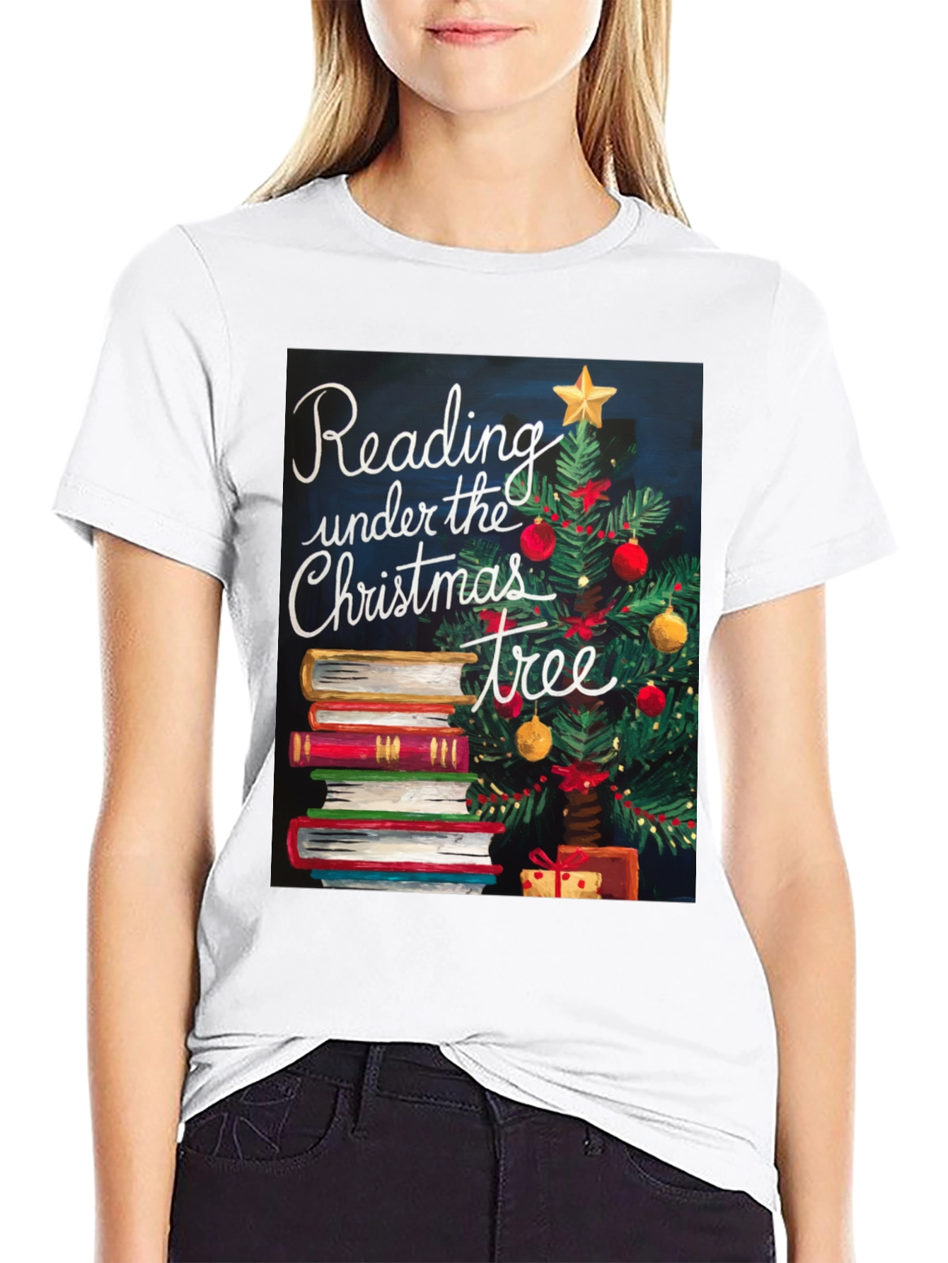Reading Under the Christmas Tree Graphic Tee