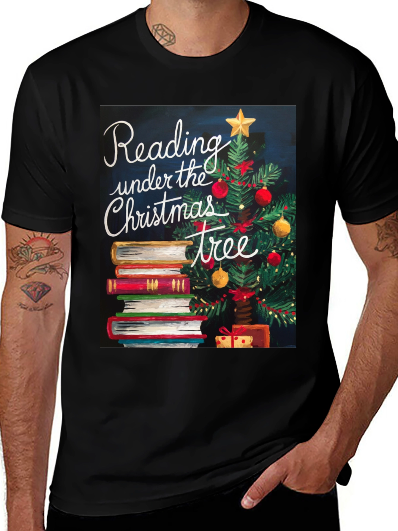 Reading Under the Christmas Tree Graphic Tee