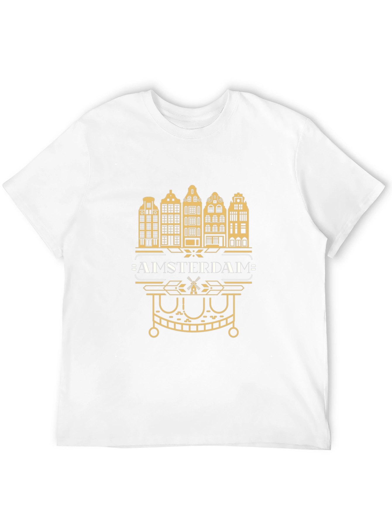 Amsterdam Cityscape Graphic Tee - Black Cotton T-Shirt