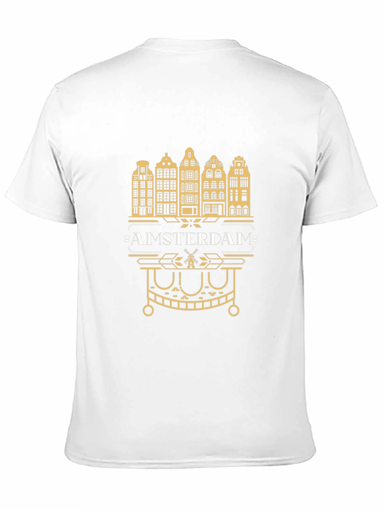 Amsterdam Cityscape Graphic Tee - Black Cotton T-Shirt