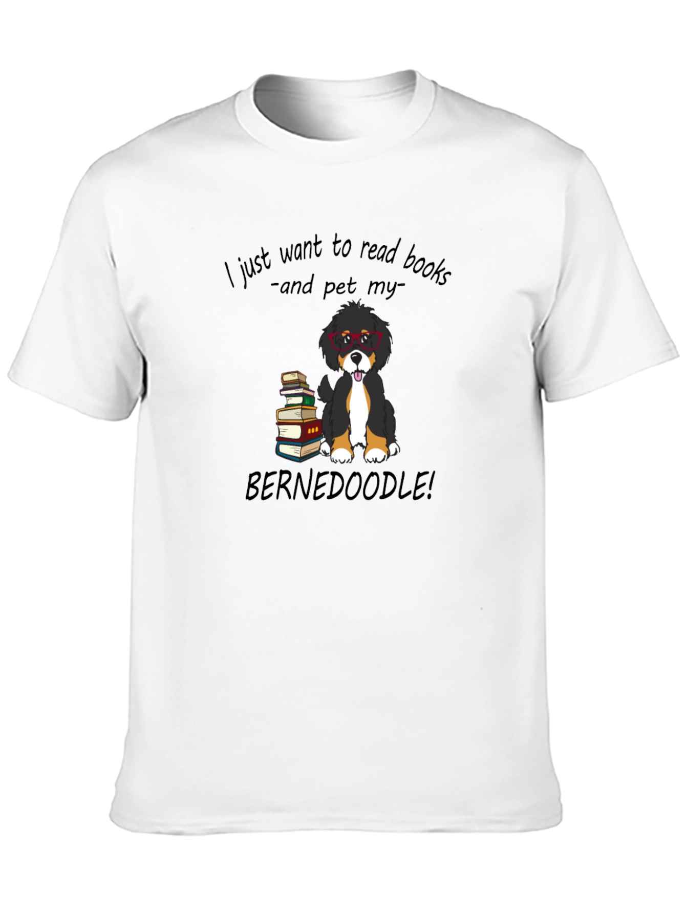 Book Reading Bernedoodle Graphic Tee