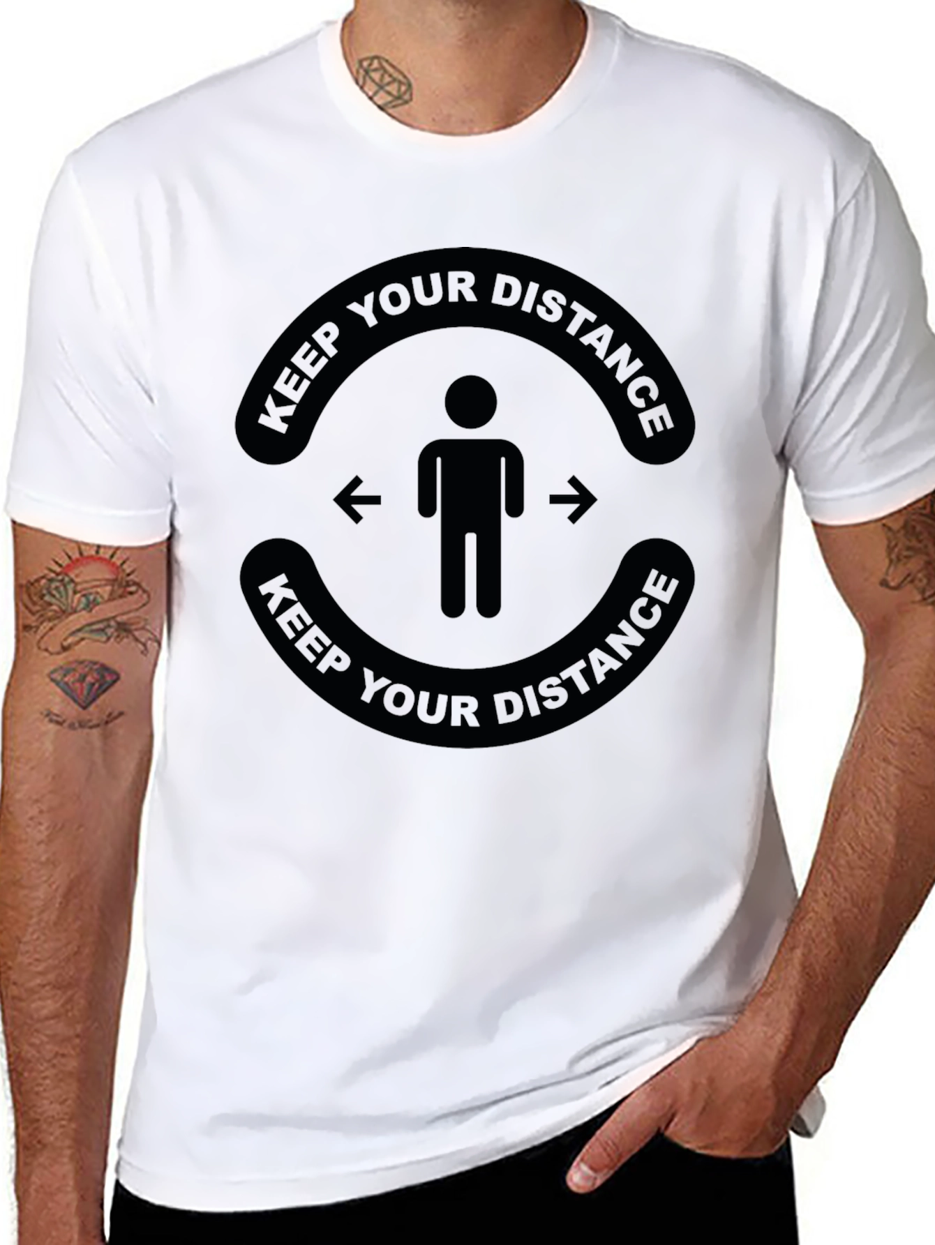 Keep Your Distance T-Shirt - Black Social Distancing Tee