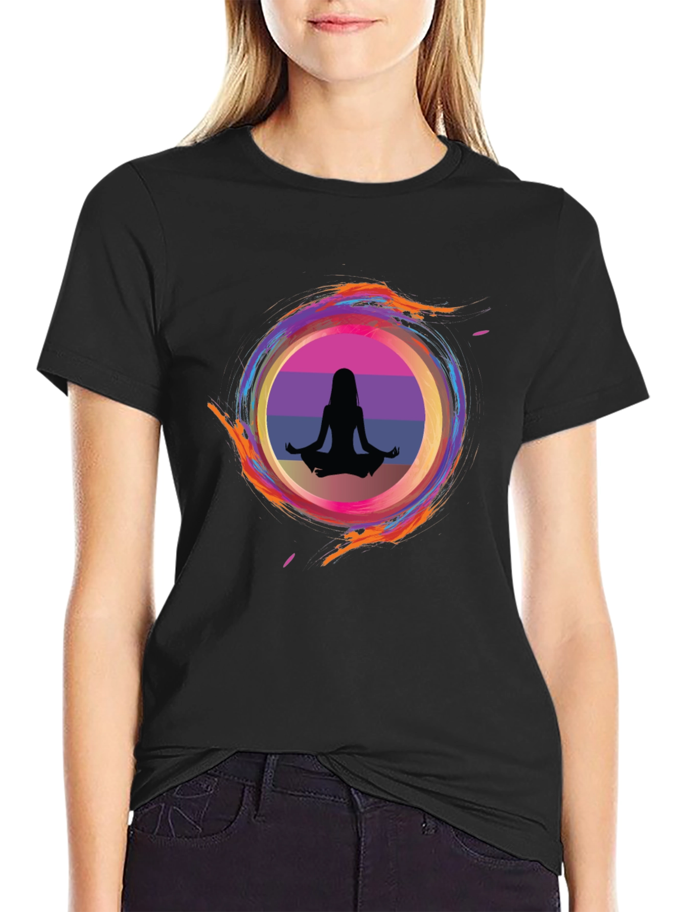 Zen Circle Graphic Tee - Relaxed Fit Black T-Shirt