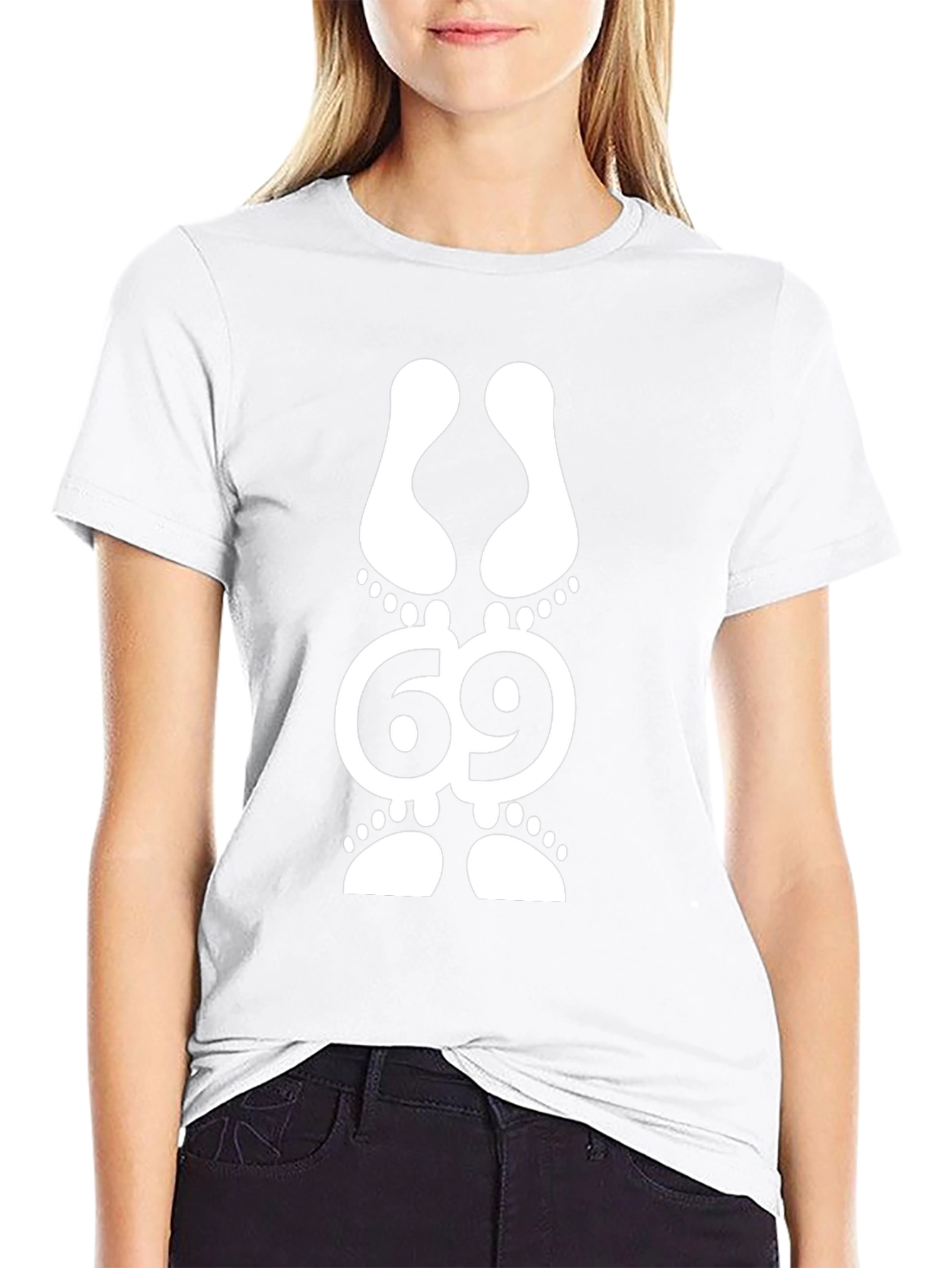 Funny 69 Footprint Graphic T-Shirt