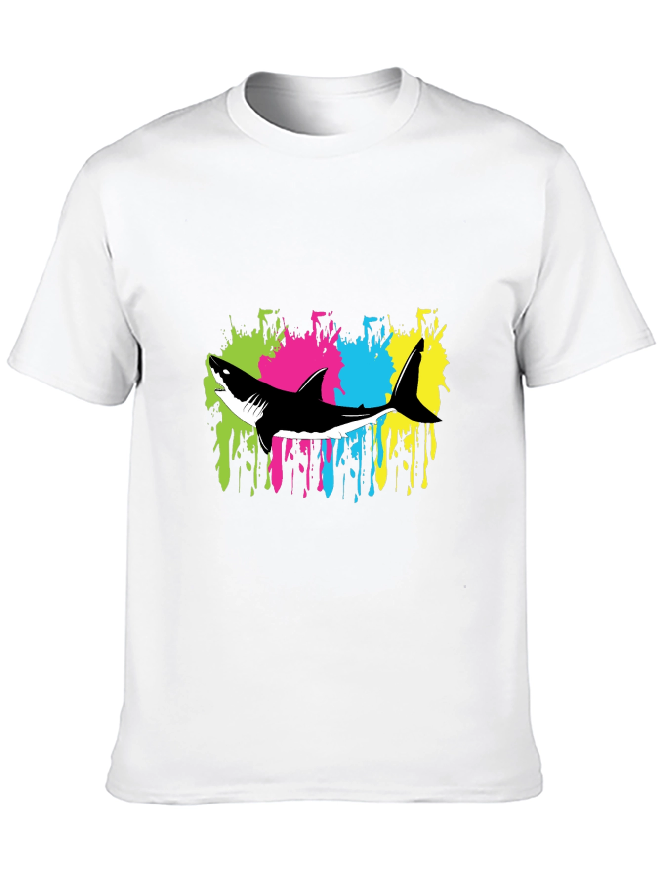 Shark Splash Graphic Tee - Trendy Mens Black T-Shirt