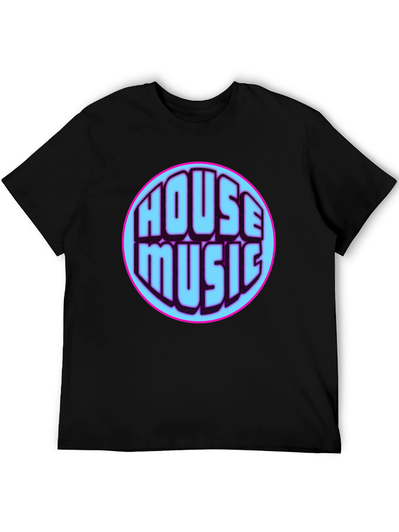 House Music Graphic Tee - Vibrant Design Black T-Shirt