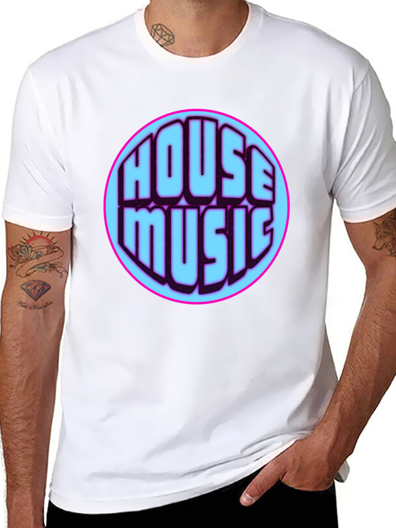 House Music Graphic Tee - Vibrant Design Black T-Shirt