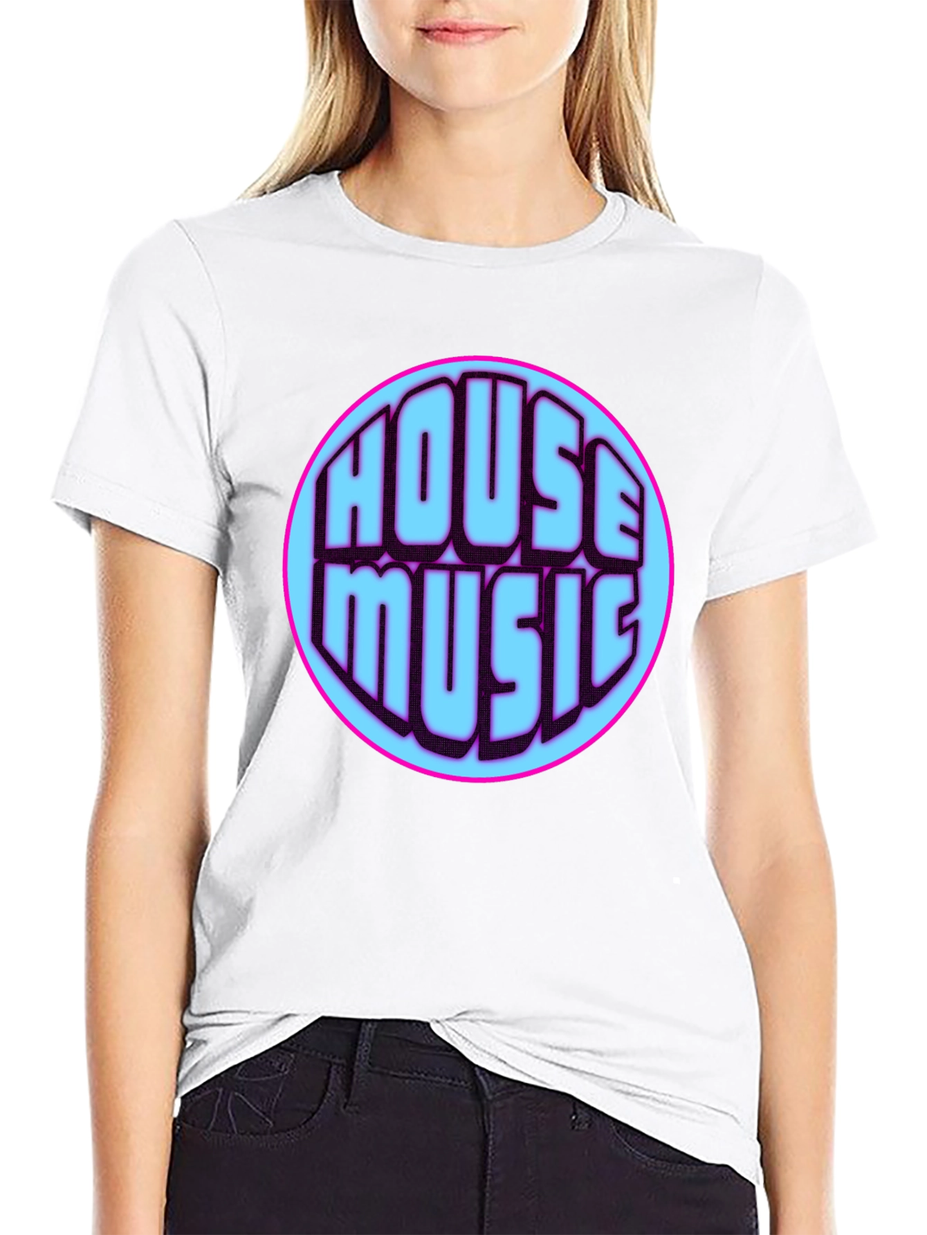 House Music Graphic Tee - Vibrant Design Black T-Shirt