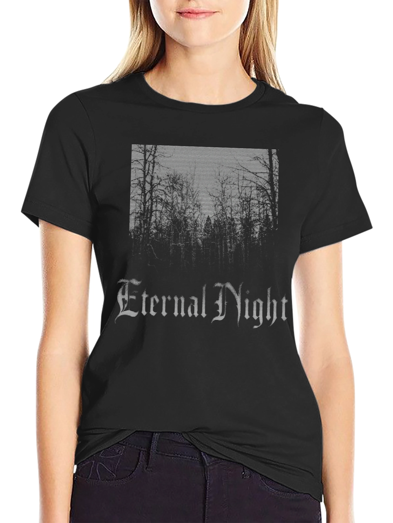 Eternal Night Graphic Print Black T-Shirt