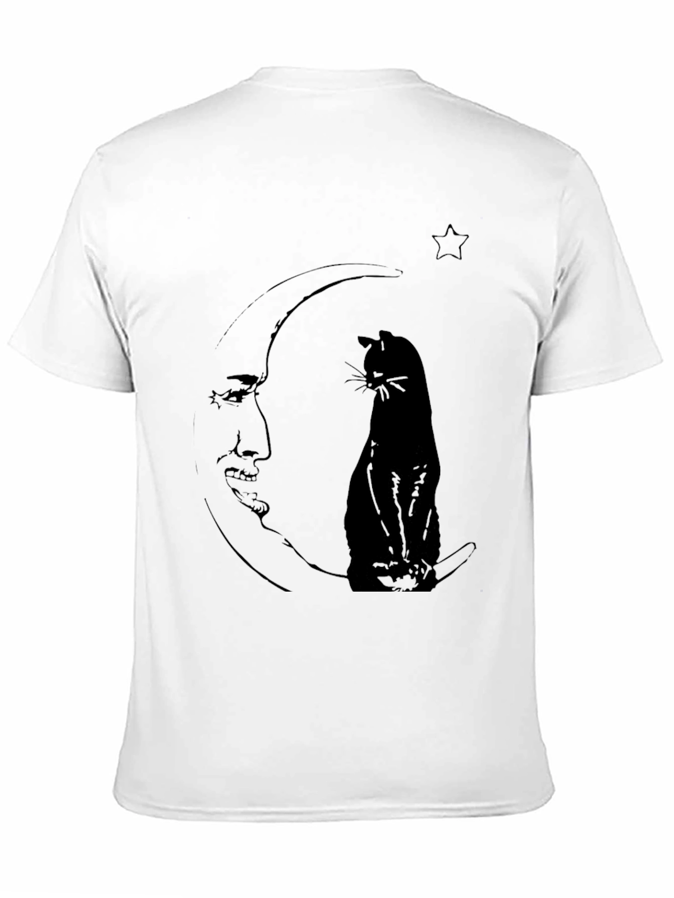 Moon Cat Graphic Tee - Black Cotton Comfort