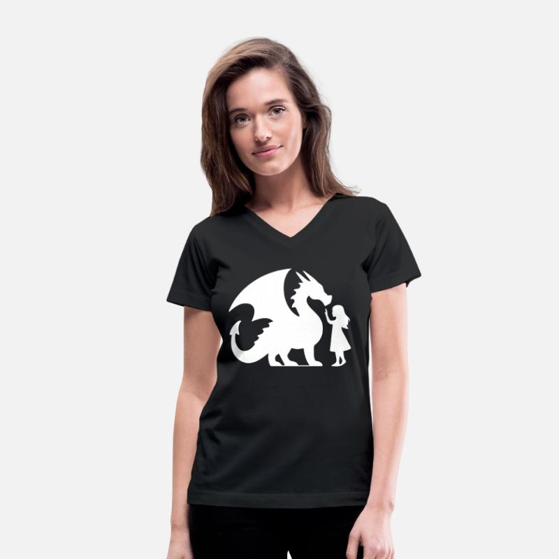 Mythical Dragon and Girl Silhouette Design