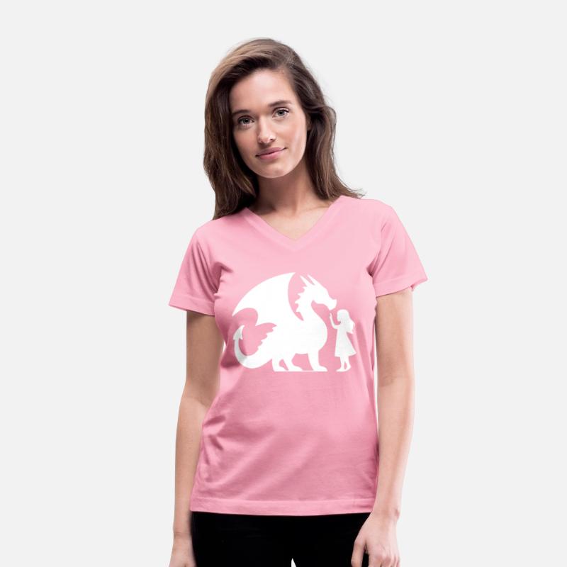 Mythical Dragon and Girl Silhouette Design