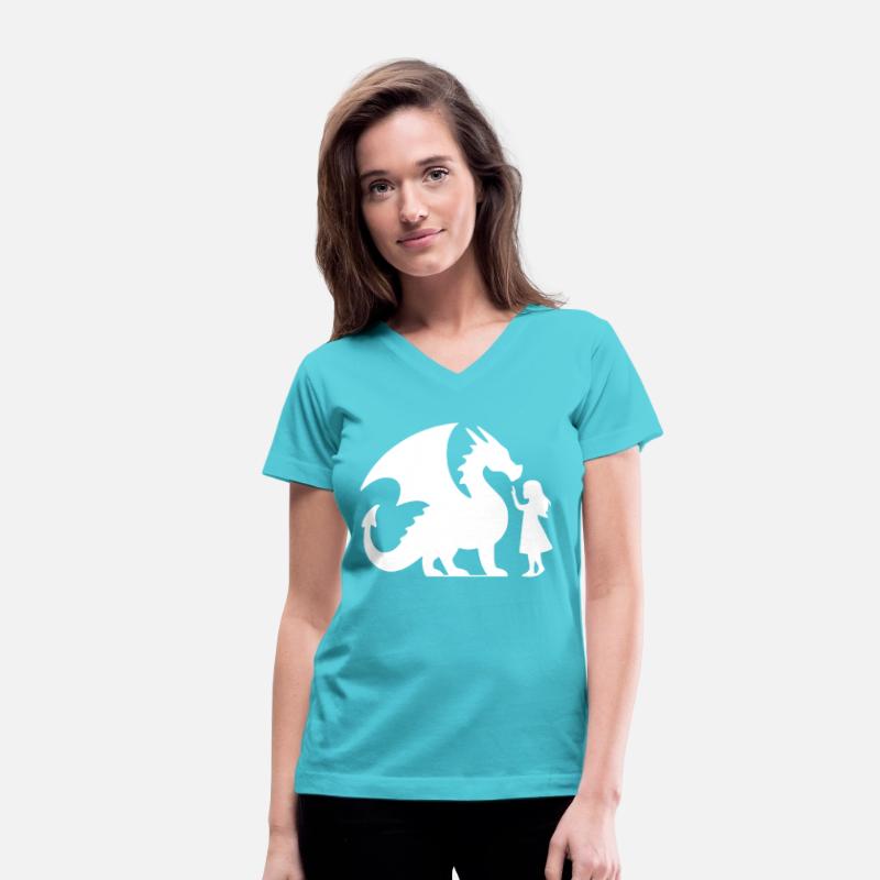Mythical Dragon and Girl Silhouette Design