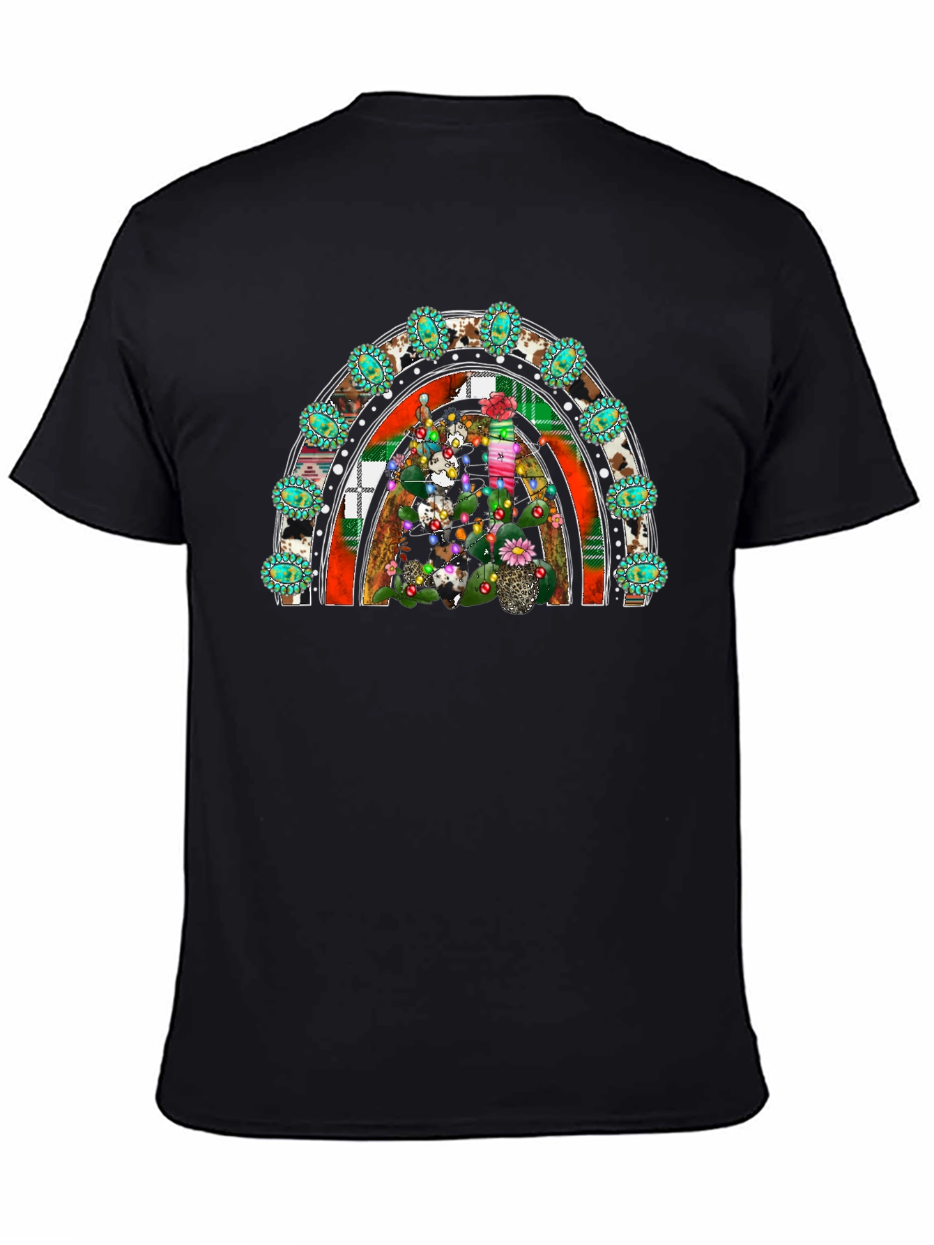 Festive Cactus Rainbow Graphic Tee