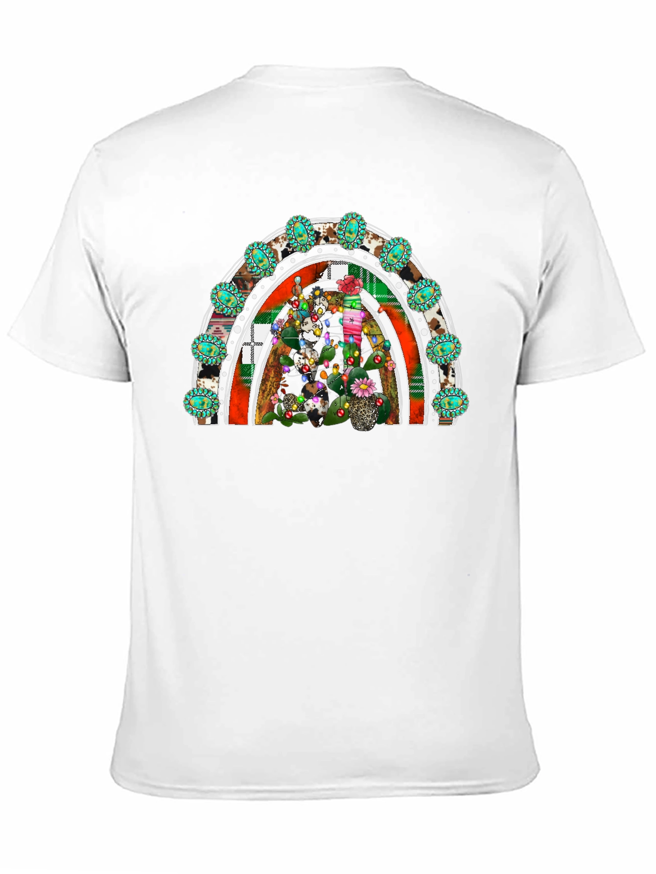 Festive Cactus Rainbow Graphic Tee