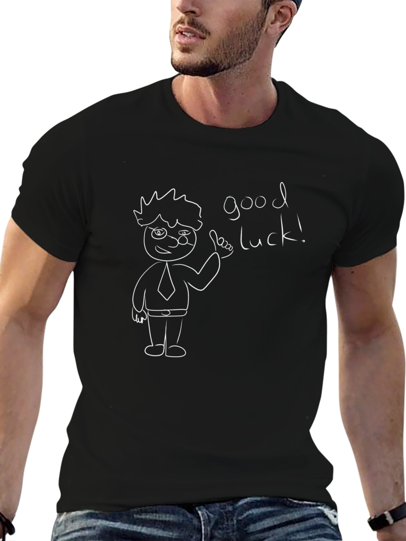 Good Luck Graphic Tee - Black Cotton T-Shirt