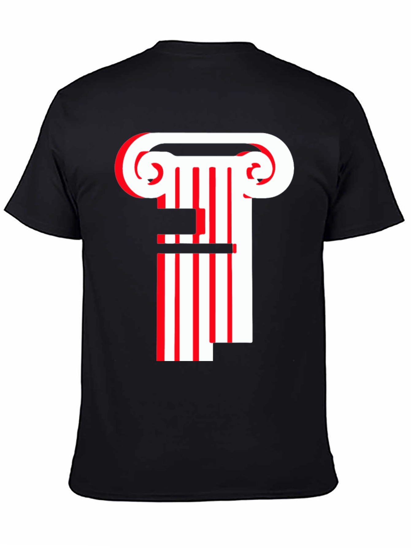 Striped Column Graphic T-Shirt - Black
