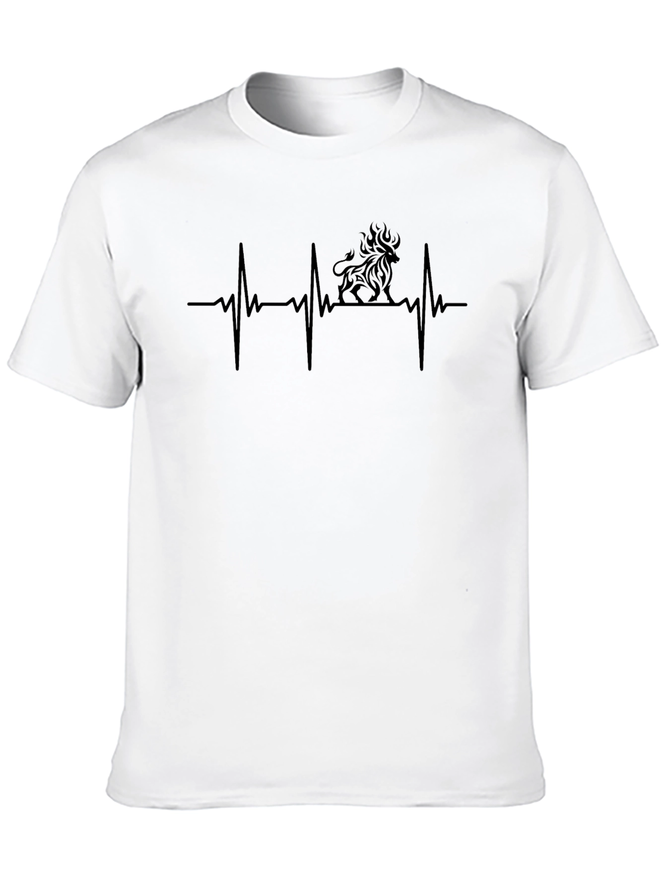 Lion Heartbeat Graphic T-Shirt - Black