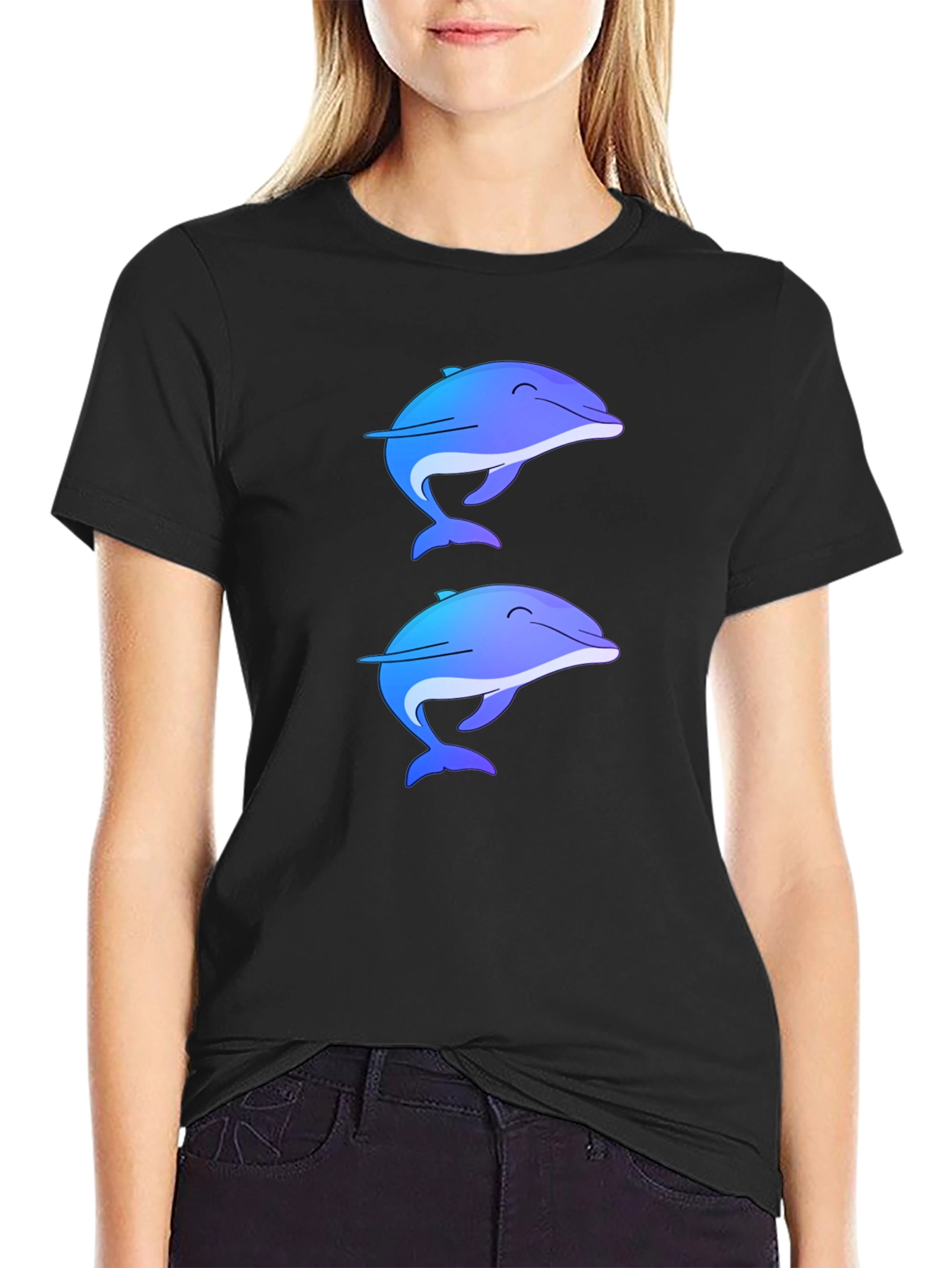 Dolphin Duo Tee - Black Casual Comfort
