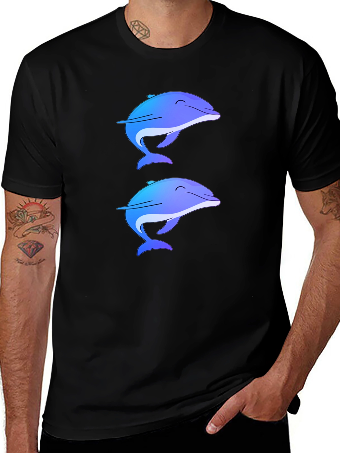 Dolphin Duo Tee - Black Casual Comfort