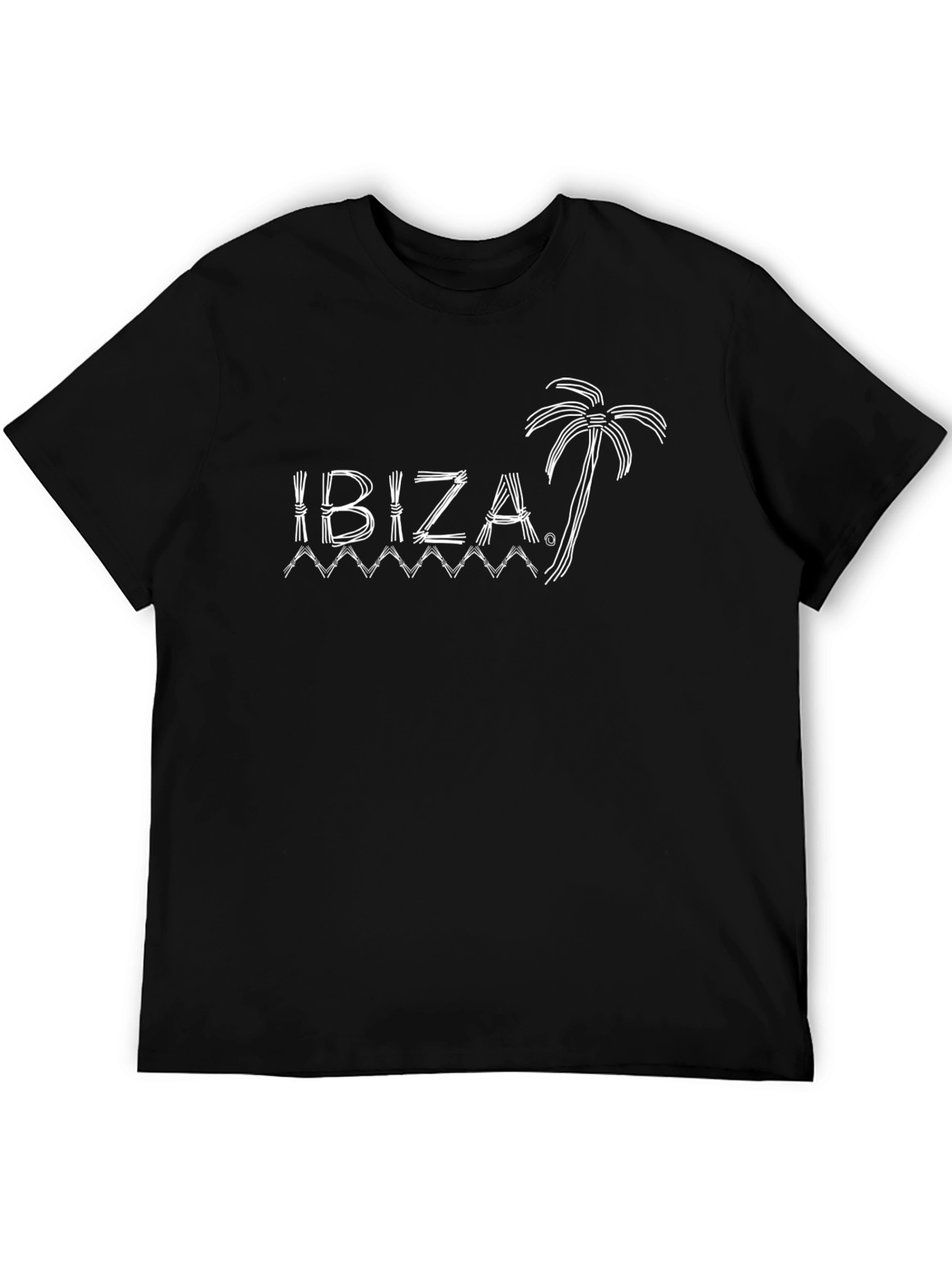 Ibiza Palm Tree Graphic T-Shirt - Mens Black Tee