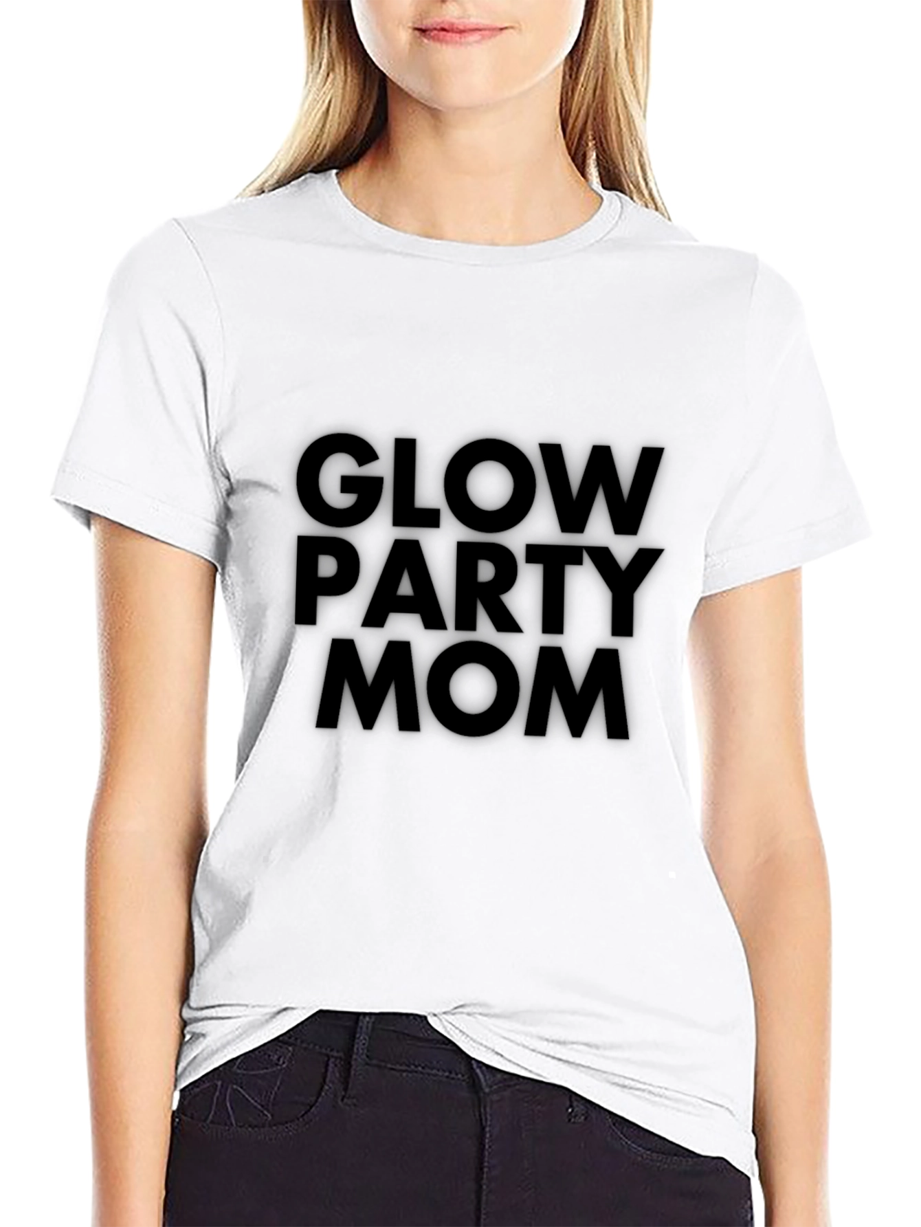 Glow Party Mom T-Shirt - Black Graphic Tee