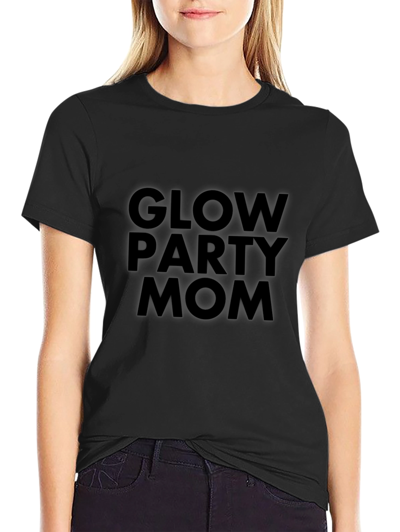 Glow Party Mom T-Shirt - Black Graphic Tee