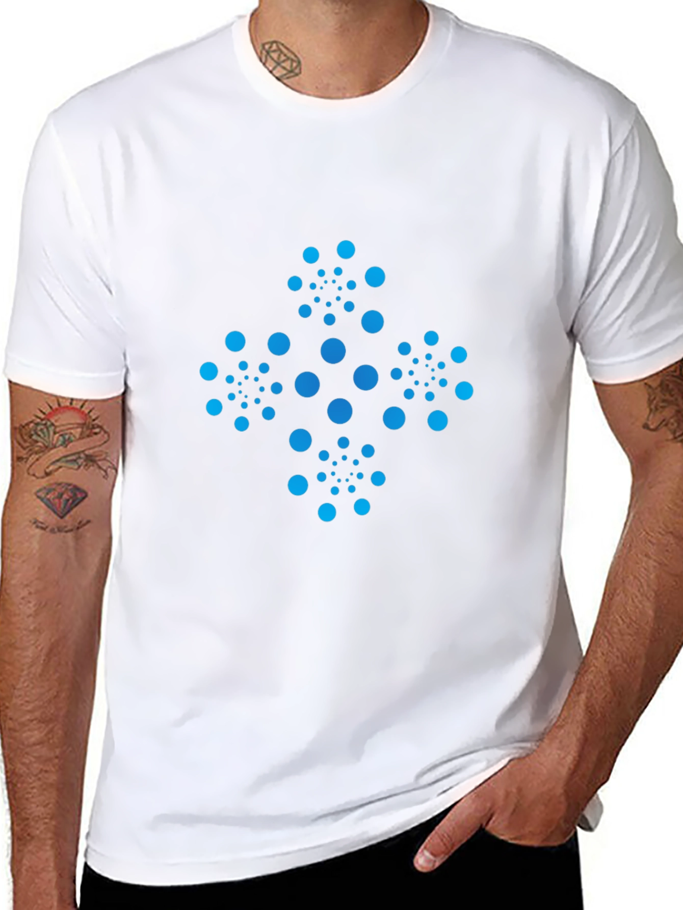 Geometric Dot Pattern Black Tee