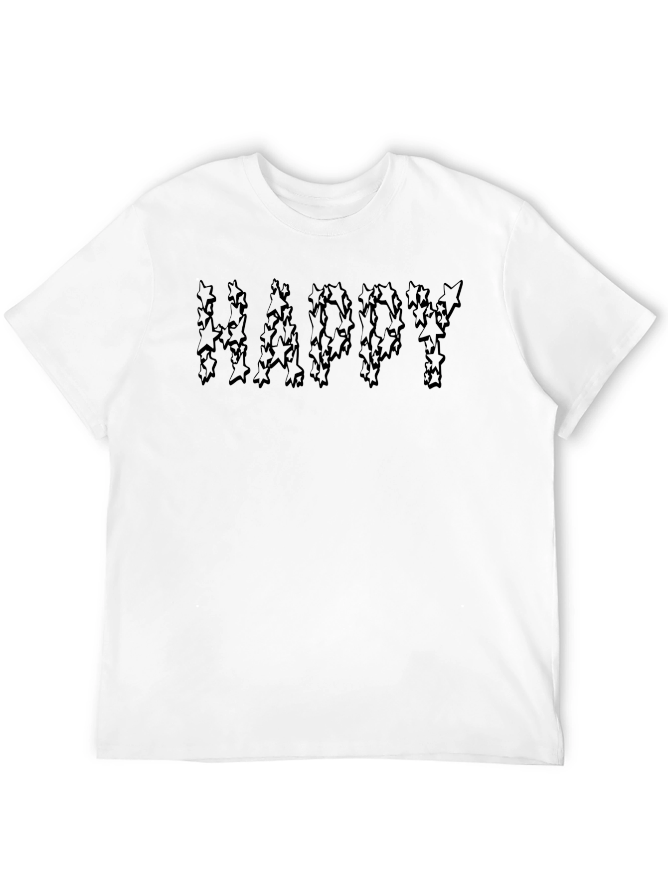 Happy Starry Graphic Black T-Shirt