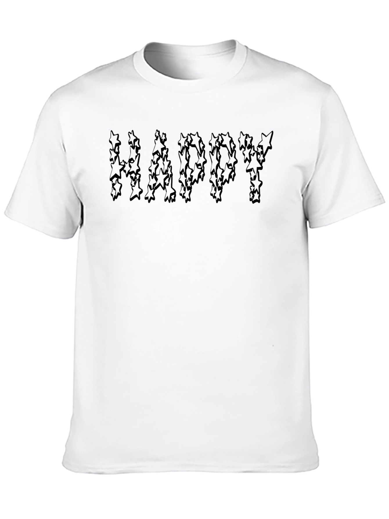 Happy Starry Graphic Black T-Shirt