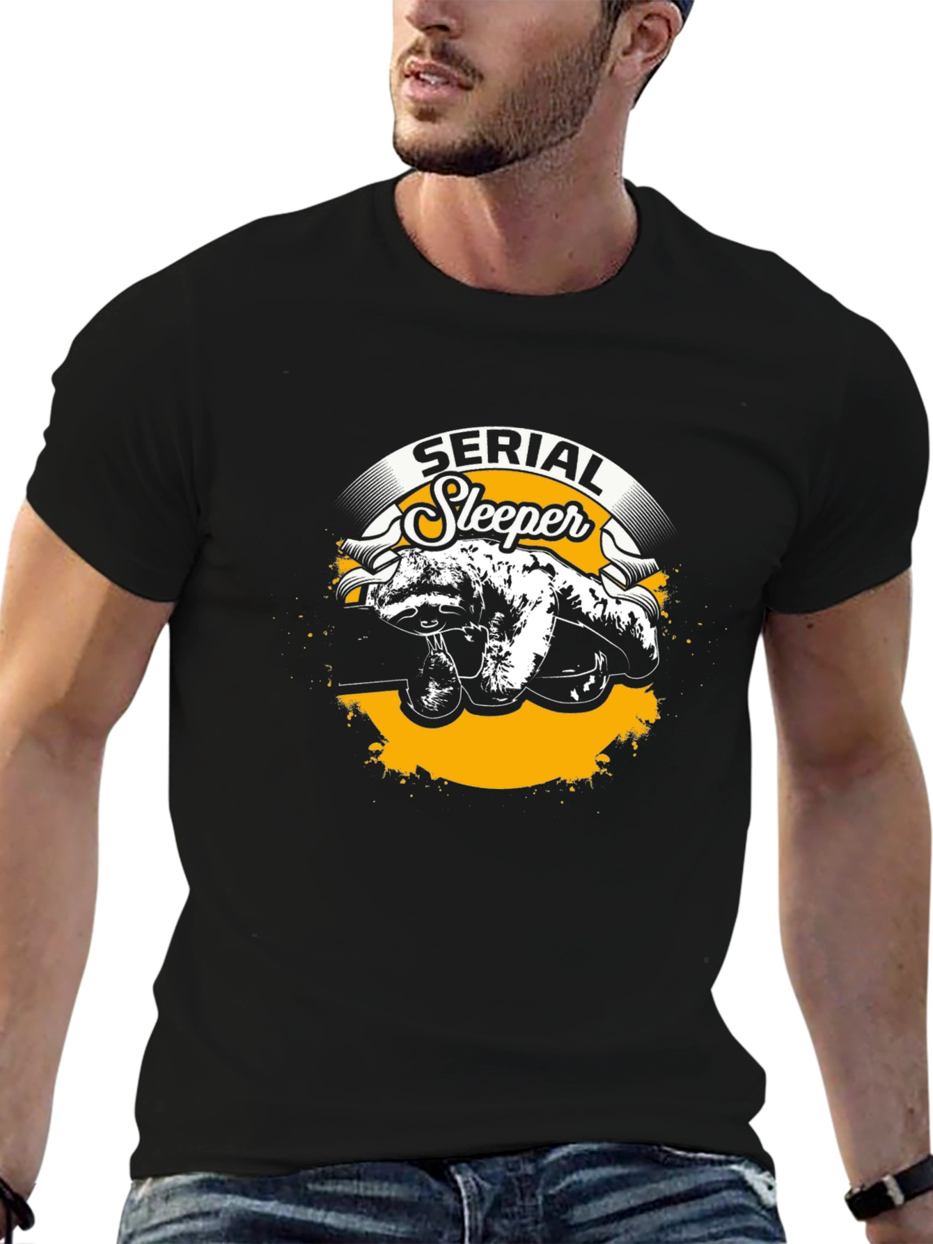 Serial Sleeper Sloth Graphic T-Shirt Funny Sleepy Animal Tee
