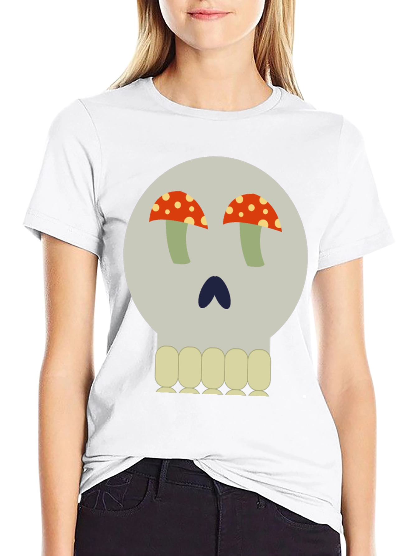 Mushroom Skull Graphic Tee - Unique Design