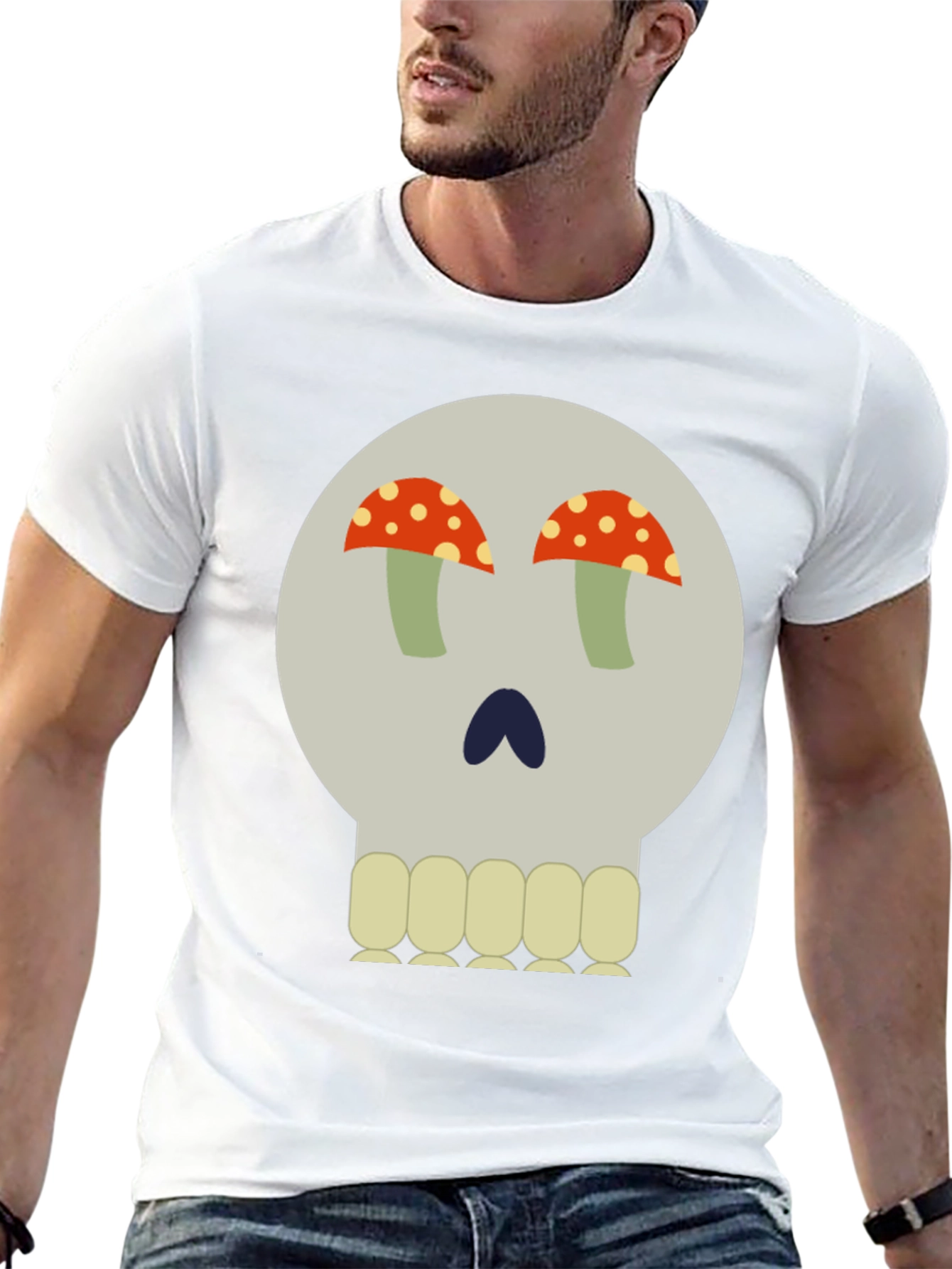 Mushroom Skull Graphic Tee - Unique Design