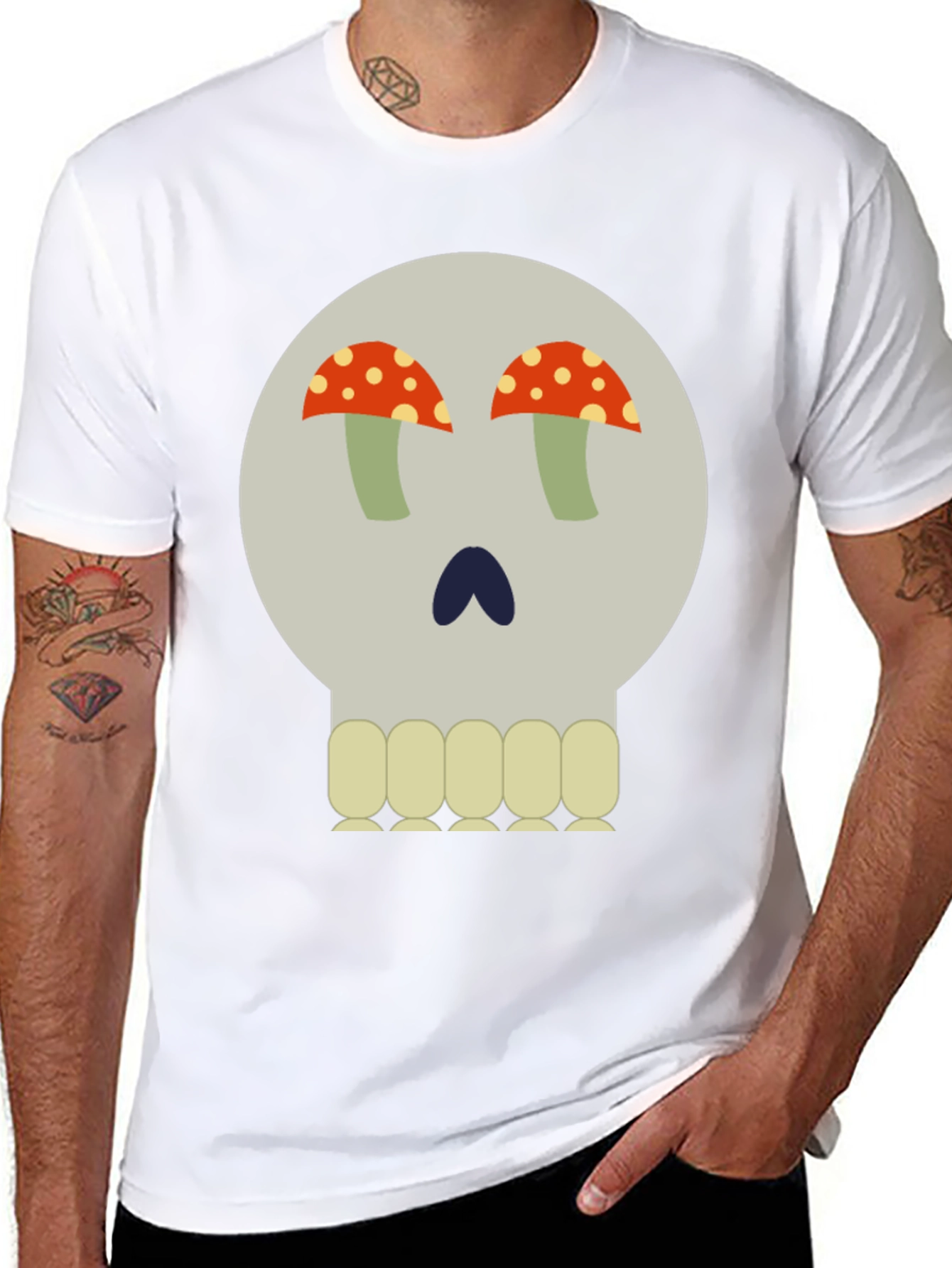 Mushroom Skull Graphic Tee - Unique Design
