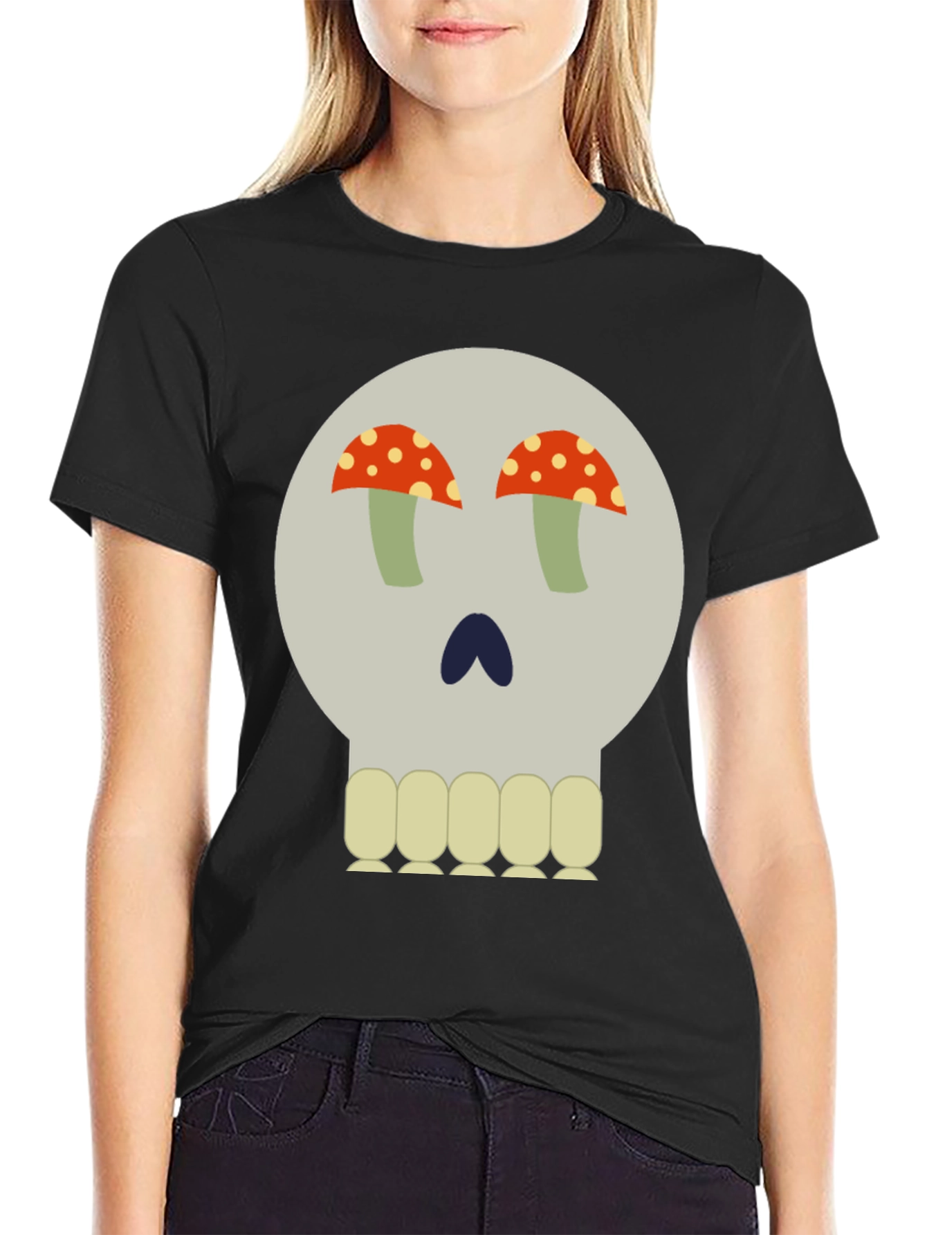 Mushroom Skull Graphic Tee - Unique Design