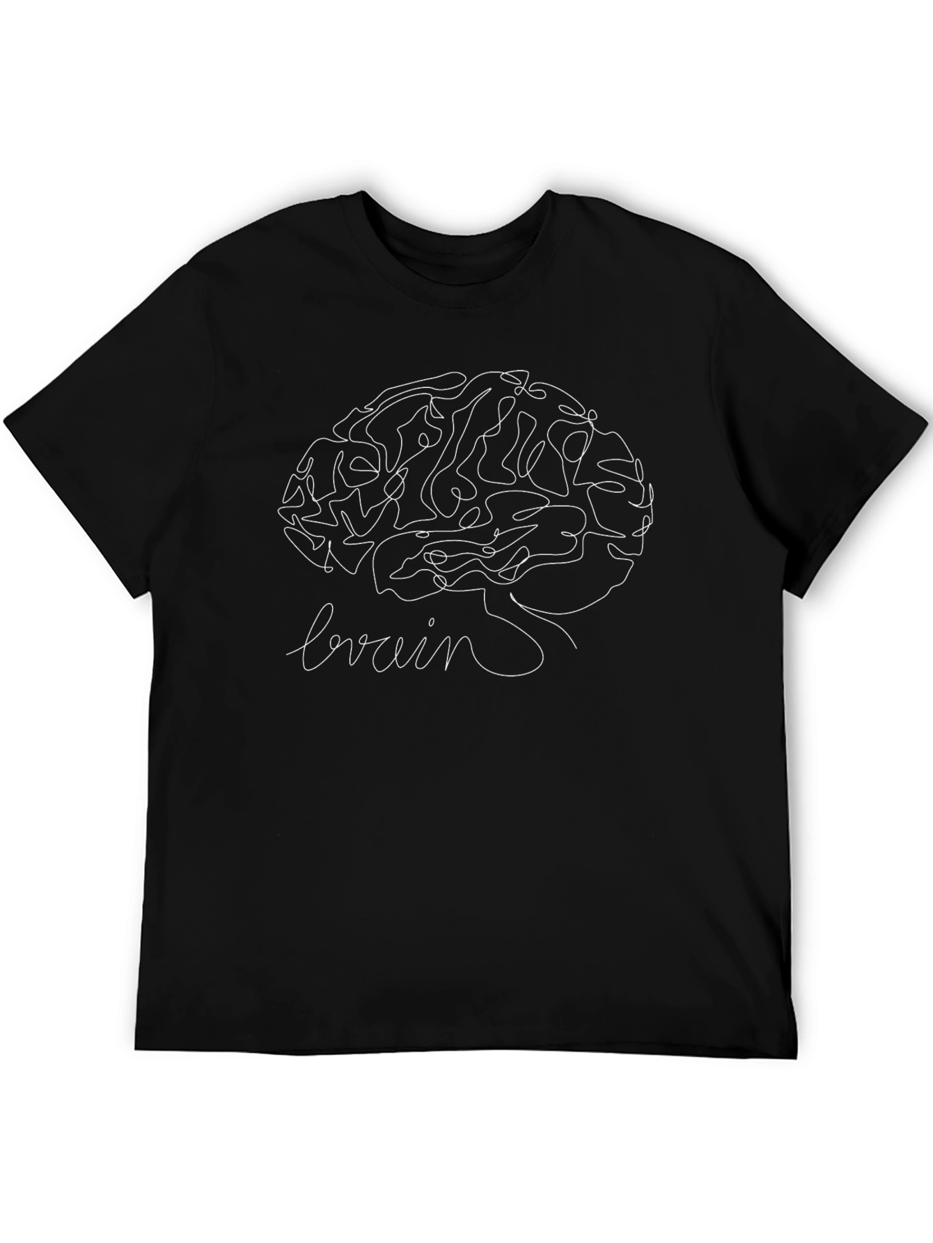 Brain Line Art Graphic Tee - Unisex Black T-Shirt