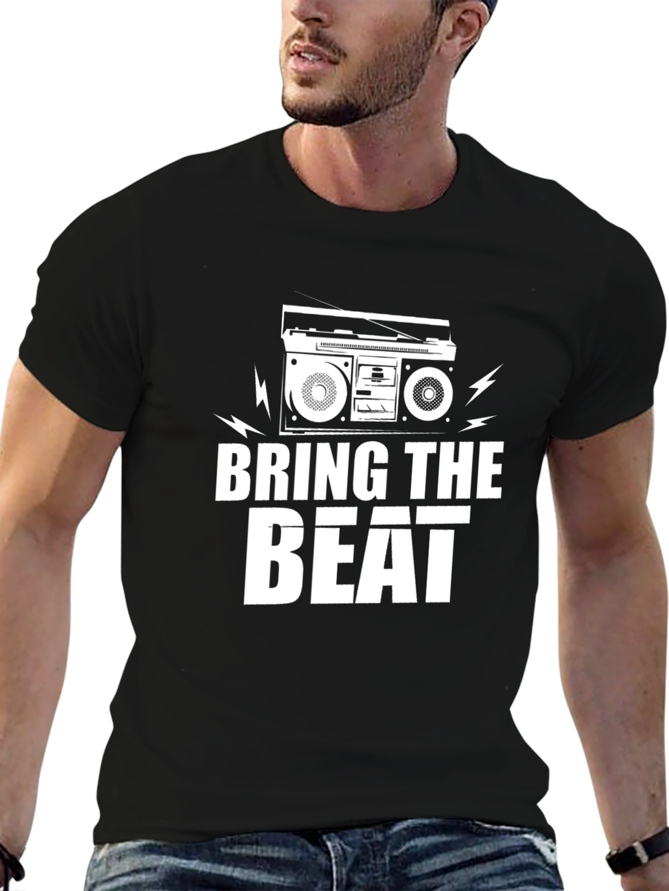 Bring the Beat Retro Boombox Graphic T-Shirt